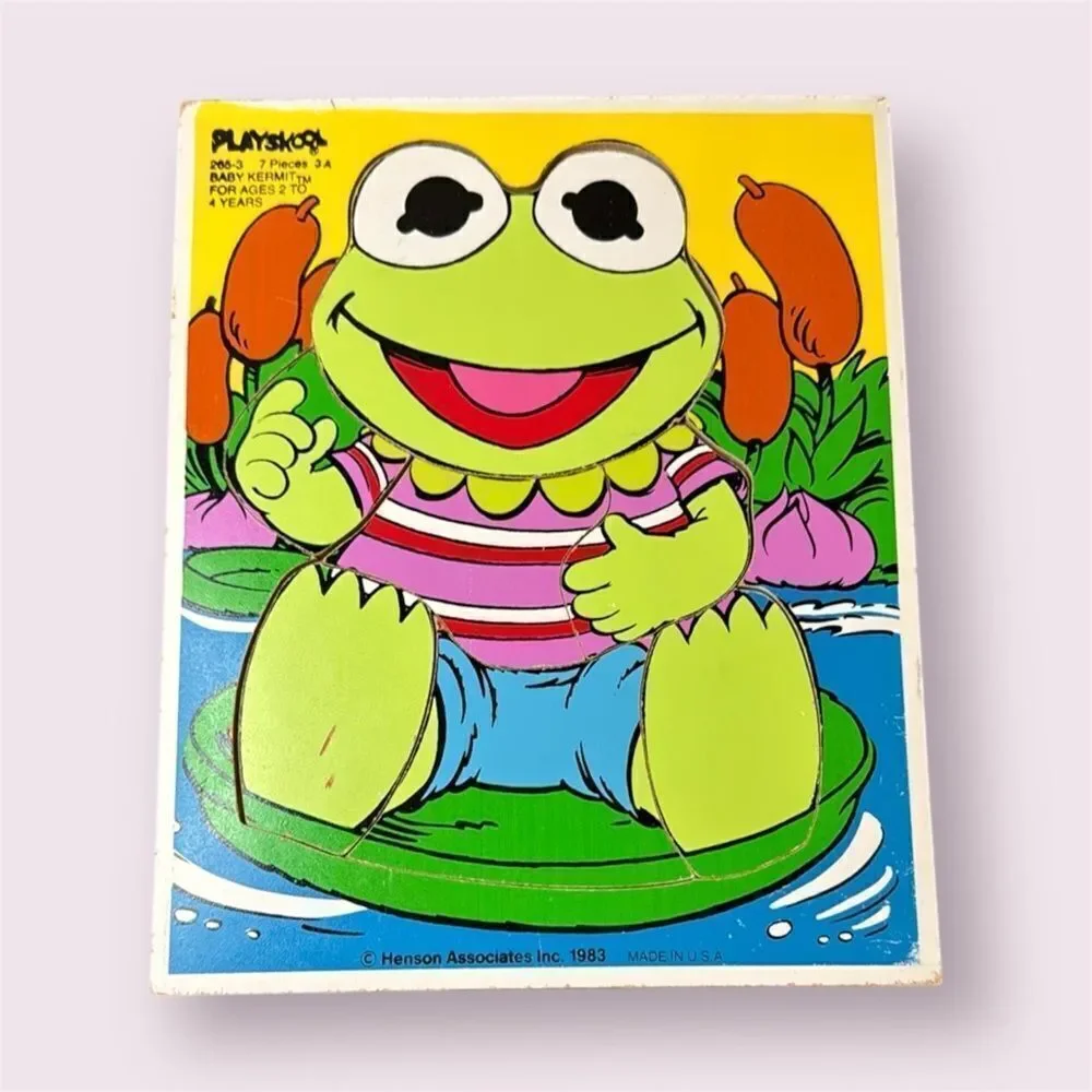 PLAYSKOOL 1983 Baby Kermit The Frog Board Puzzle